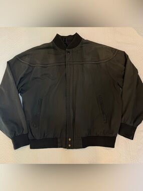 VINTAGE David Taylor Jacket Mens L Black Bomber Full Zip Lined Harrington